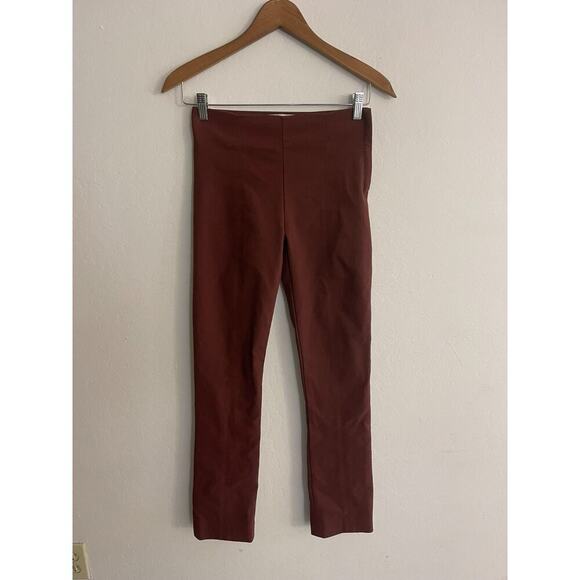 MM Lafleur 2 Pant Cigarette Foster Pants Power Stretch Seamed Side Zipper Brown - Picture 3 of 9